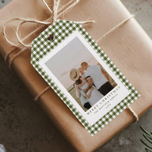 Etiqueta Para Presente Natal da família Gingham Clássica e Elegante