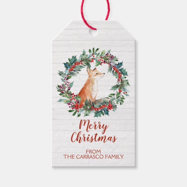 Etiqueta Para Presente Natal da Raposa Russa Personalizada (Frente)