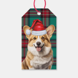 Etiqueta Para Presente Natal da Xadrez de Férias Pembroke Welsh Corgi