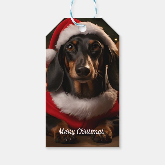Etiqueta Para Presente Natal Dachshund (Frente)