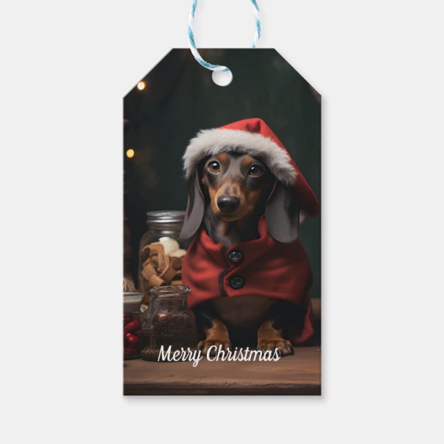 Etiqueta Para Presente Natal Dachshund (Frente)