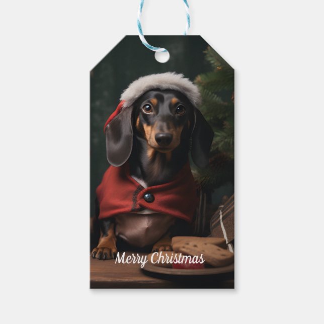 Etiqueta Para Presente Natal Dachshund (Frente)