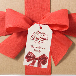 Etiqueta Para Presente Natal de arco vermelho creme