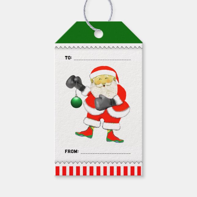 Etiqueta Para Presente Natal de Boxe Divertido (Frente)