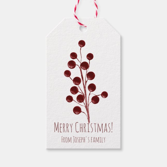 Etiqueta Para Presente Natal de cereja vermelha (Frente)