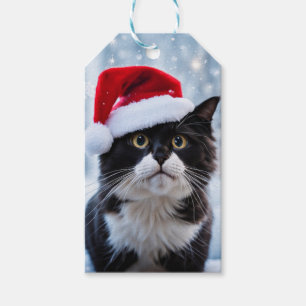 Etiqueta Para Presente Natal de gato preto e branco
