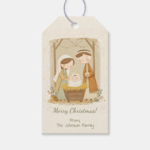 Etiqueta Para Presente Natal de Natividade Fofo Personalizado