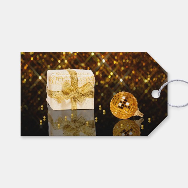 Etiqueta Para Presente Natal de Ouro (Frente (horizontal))