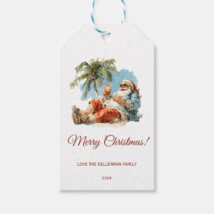 Etiqueta Para Presente Natal de Papais noeis Tropicais Personalizados