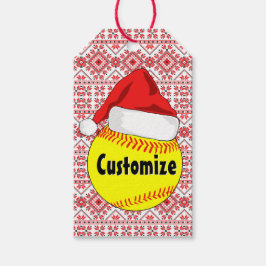 Etiqueta Para Presente Natal de Santa Hat de Softball Personalizado
