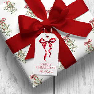 Etiqueta Para Presente Natal do Arco Vermelho da Aquarela