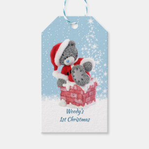 Etiqueta Para Presente Natal do bebê o ø, urso de ursinho do papai noel
