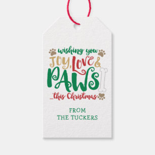 Etiqueta Para Presente Natal do cão das PATAS do amor da alegria