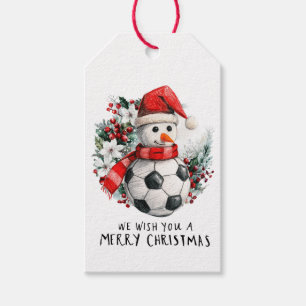 Etiqueta Para Presente Natal do futebol com Snowman
