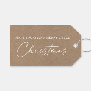 Etiqueta Para Presente Natal do Kraft com Caneta de tinta minimalista