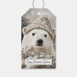 Etiqueta Para Presente Natal do Urso Polar de Inverno