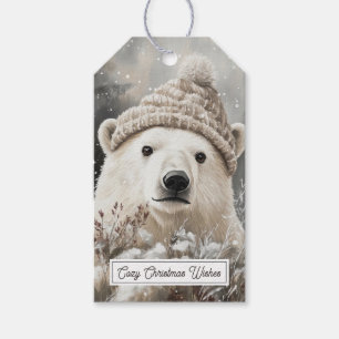 Etiqueta Para Presente Natal do Urso Polar de Inverno