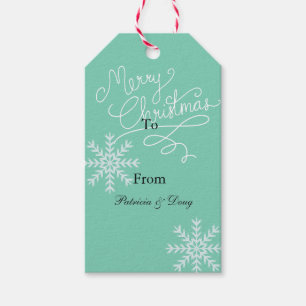 Etiqueta Para Presente Natal dos Flocos de Neve Brancos