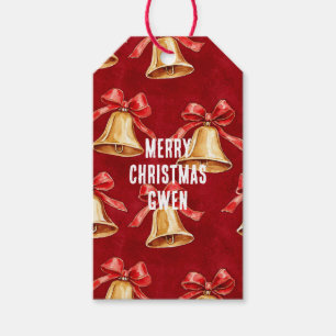 Etiqueta Para Presente Natal Dourado da Fita Vermelha
