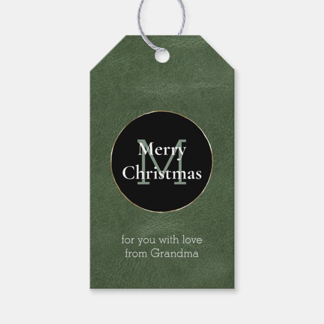 Etiqueta Para Presente Natal Dourado e branco verde-oliva (Frente)