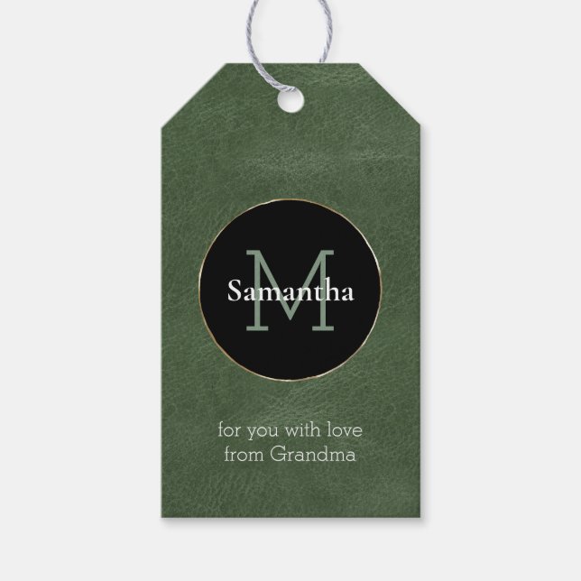 Etiqueta Para Presente Natal Dourado e branco verde-oliva (Frente)