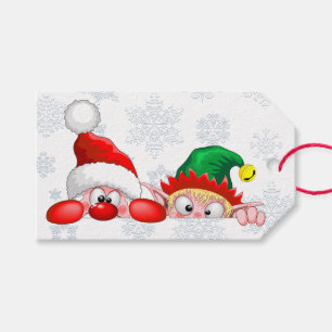 Etiqueta Para Presente Natal e Elfo Cartoon de Natal fofo e engraçado Cha