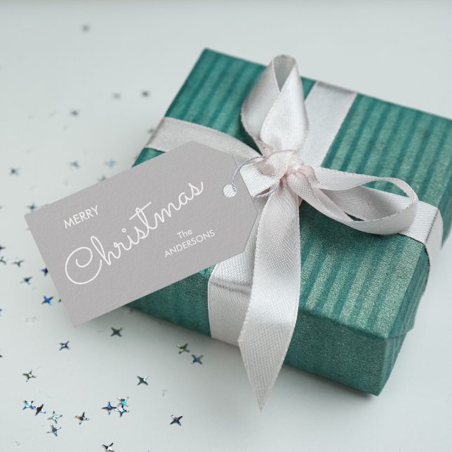 Etiqueta Para Presente Natal Elegante Moderno | Cinza (Modern Elegant Christmas | Gray Gift Tags)