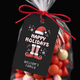 Etiqueta Para Presente Natal Elf Boots Santa Claus Hat Black