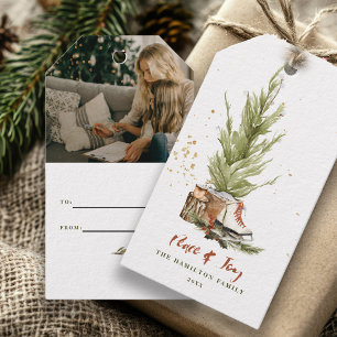 Etiqueta Para Presente Natal em Família Boho Vintage em Aquarela