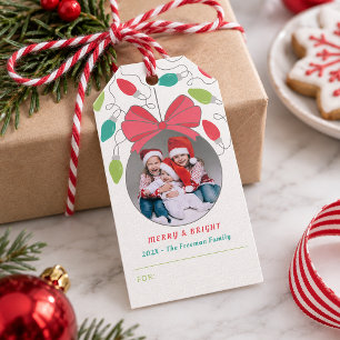 Etiqueta Para Presente Natal em Família Foto Alegre & Brilhante