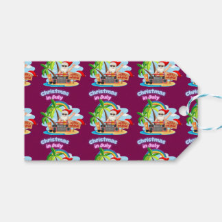 Etiqueta Para Presente Natal em Julho Design Tropical do Papai Noel na Pr