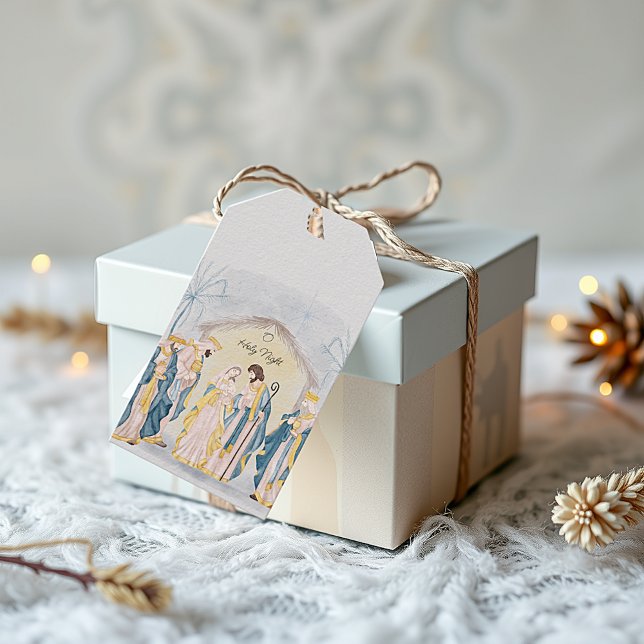 Etiqueta Para Presente Natal em ouro e azul  (Criador carregado)