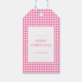 Etiqueta Para Presente Natal em Xadrez Rosa