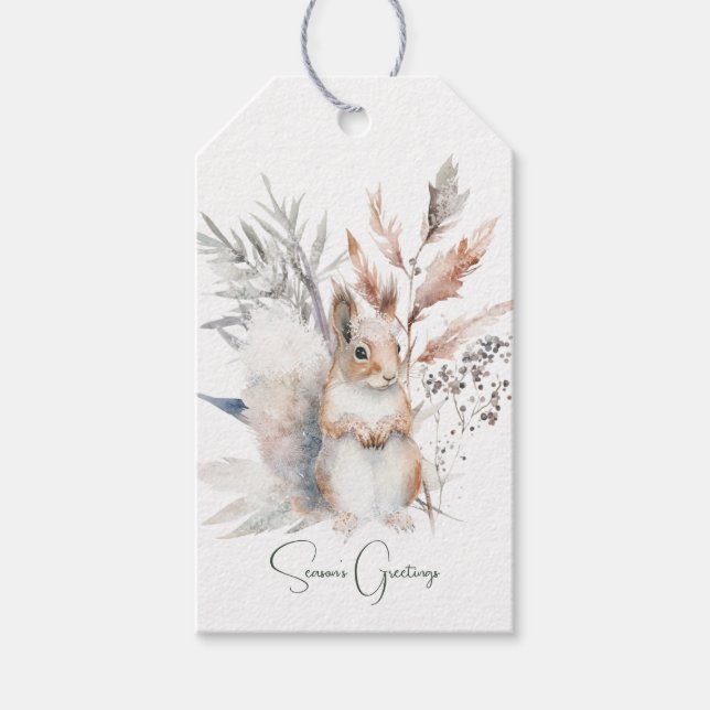 Etiqueta Para Presente Natal Esquilo da Floresta (Frente)