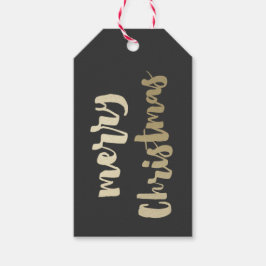 Etiqueta Para Presente Natal Feliz Dourado Manuscrito Moderno