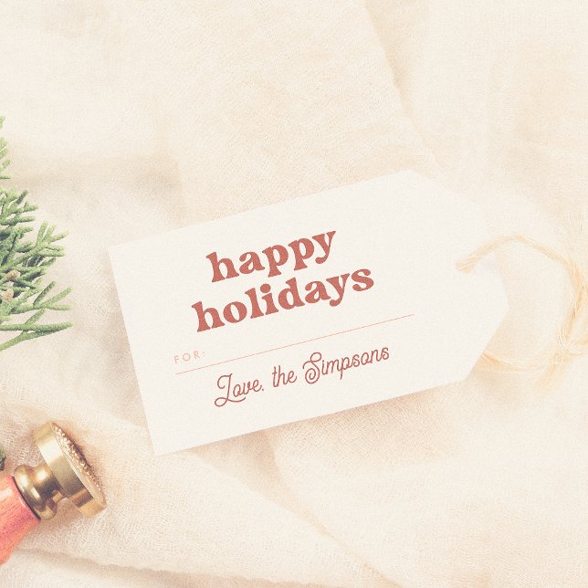 Etiqueta Para Presente Natal feliz moderno de Groovy (Criador carregado)