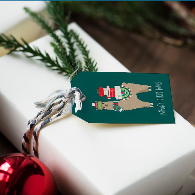 Etiqueta Para Presente Natal Festivo Alpaca Personalizado (Criador carregado)