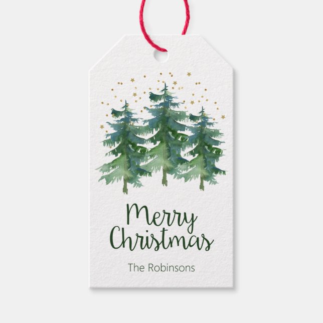 Etiqueta Para Presente Natal Floresta de Inverno (Frente)