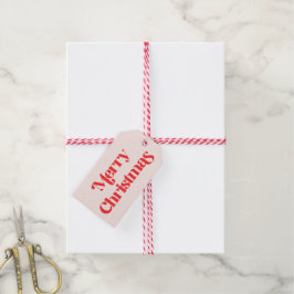 Etiqueta Para Presente Natal Groovy Moderno Retro Rosa e Vermelho