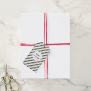 Etiqueta Para Presente Natal Listras Brilho Rosa Bege Verde