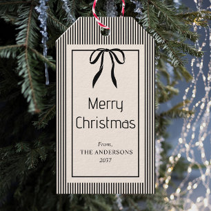 Etiqueta Para Presente Natal Listras Pretas Clássicas