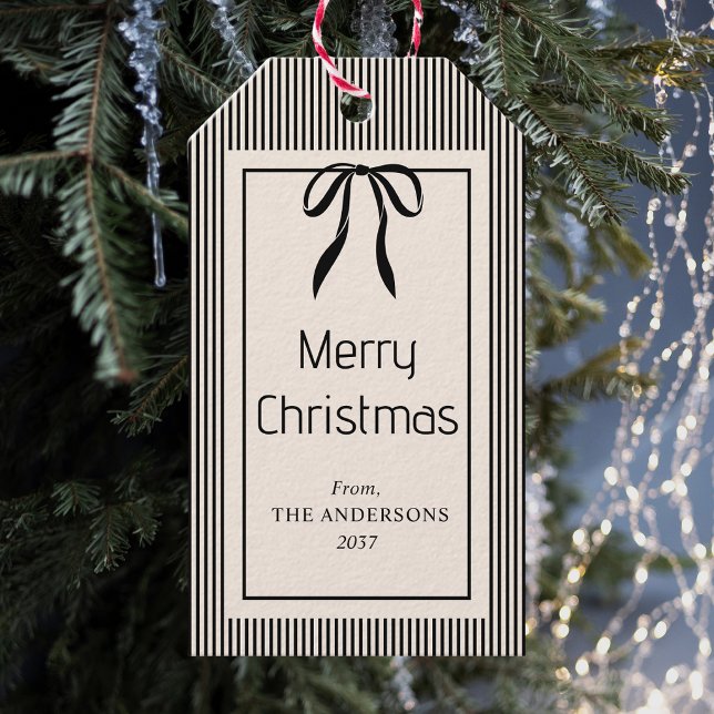 Etiqueta Para Presente Natal Listras Pretas Clássicas (Criador carregado)