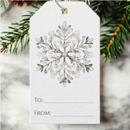 Etiqueta Para Presente Natal Minimalista com Floco de Neve em Aquarela Rú
