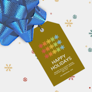 Etiqueta Para Presente Natal Moderno Colorido dos Flocos de Neve