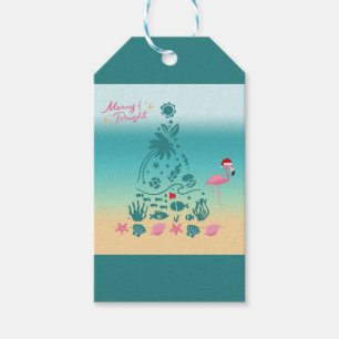 Etiqueta Para Presente Natal na Praia Alegre e Brilhante