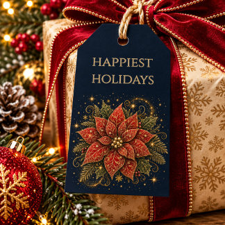 Etiqueta Para Presente Natal nas Estrelas | Poinsettia