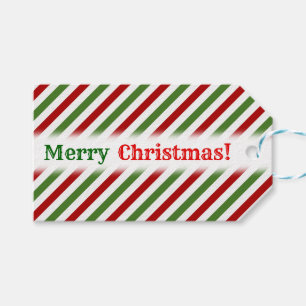 Etiqueta Para Presente Natal; Padrão vermelho, branco e verde riscado