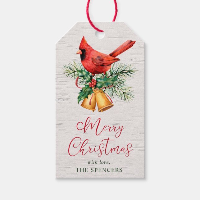 Etiqueta Para Presente Natal Personalizado com Cardinal (Frente)