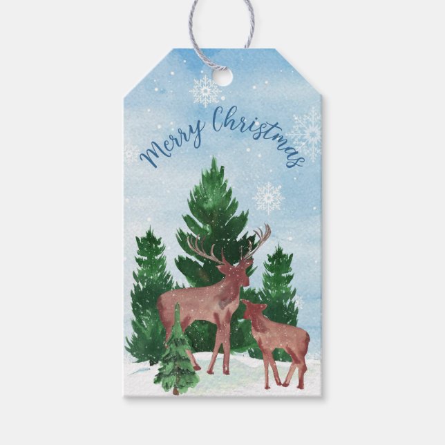 Etiqueta Para Presente Natal Personalizado com Veados (Frente)