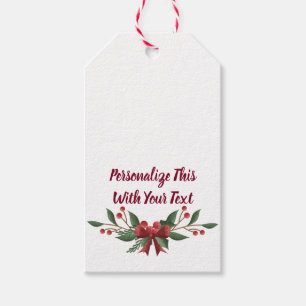 Etiqueta Para Presente Natal personalizado do azevinho e da baga do texto
